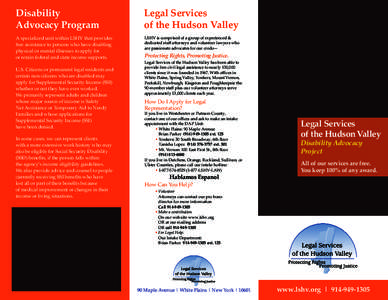 Disability Advocacy Program Legal Services of the Hudson Valley