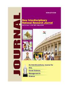 New Interdisciplinary National Research Journal Vol. III, Issued – I, Oct. 2013 – March[removed]ISSN : [removed]