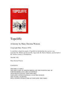 Topcliffe A history by Mary Decima Watson. (Copyright Mary Watson 1970)