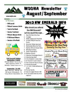 WSQHA Newsletter  August/September www.wsqha.com