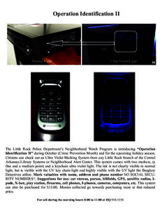 Operation Identification II  Normal Light Ultra Violet Light