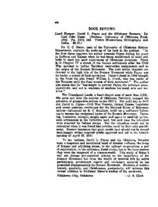 BOOK REVIEWS  Pa& 5. Pay= a d the O k W w w Boonoem. By Carl Coke Rigter. (Norman: UniversiQ of Oklahoma Press, 1942. Pp, XIII, 245. Twelve Illustrations, Bibliography and Index. $2.75.)