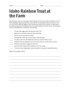 Name  Date Idaho Rainbow Trout at the Farm