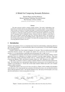 A Model for Composing Semantic Relations Eduardo Blanco and Dan Moldovan Human Language Technology Research Institute The University of Texas at Dallas {eduardo,moldovan}@hlt.utdallas.edu