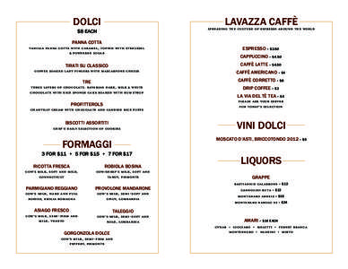 Robiola / Espresso / Caffè corretto / Latte / Caffè / Cappuccino / Panna cotta / Taleggio / Italian cuisine / Food and drink / Italian language