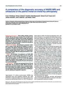 Acta Orthopaedica 2014; 85 (4): 375–[removed]A comparison of the diagnostic accuracy of MARS MRI and ultrasound of the painful metal-on-metal hip arthroplasty