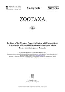 Revision of the Western Palearctic Meteorini (Hymenoptera, Braconidae), with a molecular characterization of hidden Fennoscandian species diversity