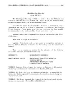 PROCEEDINGS OF THE TIOGA COUNTY LEGISLATURE – [removed]Sixth Regular Meeting June 12, 2012