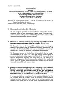 short report of the Standing committee on the Food Chain and Animal health of[removed]