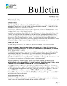 Bulletin NUMBER: [removed]TO: Freddie Mac Sellers January 5, 2012