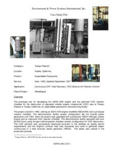 Environment & Power Systems International, Inc. Case Study File Company:  Tempo Plastics1