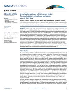 PUBLICATIONS Radio Science RESEARCH ARTICLE[removed]2013RS005335 Key Points: • Wave vector obtained from 3-D wave