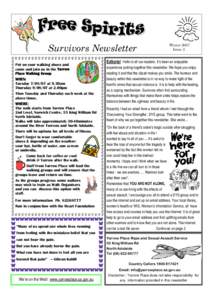 f f Survivors Newsletter Put on your walking shoes and come and join us in the Yarrow