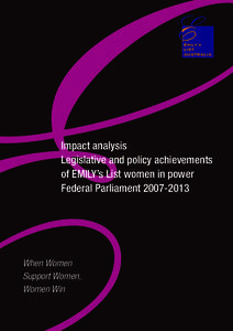 Emily’s LIST AUSTRALIA Impact analysis Legislative and policy achievements