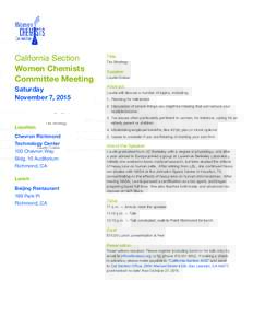 California Section Women Chemists Committee Meeting Title
