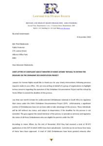 REFUGEE AND MIGRANT RIGHTS PROGRAMME - JOHANNESBURG Second Floor, Braamfontein Centre, 23 Jorissen Street, Braamfontein, 2001 TelFaxWeb www.lhr.org.za By email transmission