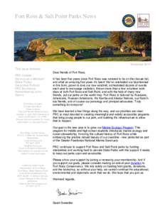 Fort Ross & Salt Point Parks News  November 2015 This issue features: FRC Update Sign-up as a Member!