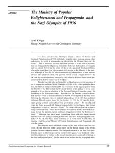 Carl Diem / Germany at the Olympics / Summer Olympics / Nazi propaganda / Nationalsozialistischer Reichsbund für Leibesübungen / Hans von Tschammer und Osten / Joseph Goebbels / Avery Brundage / Olympic Games / Sports / Sport in Germany / Nazi Germany