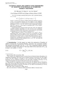 The Annals of Probability 1996, Vol. 24, No. 3, GAUSSIAN CHAOS AND SAMPLE PATH PROPERTIES OF ADDITIVE FUNCTIONALS OF SYMMETRIC MARKOV PROCESSES