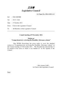 立法會 Legislative Council LC Paper No. CB[removed]Ref  : CB(3)/M/MM