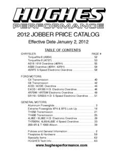 2012 JOBBER PRICE CATALOG Effective Date January 2, 2012 TABLE OF CONTENTS CHRYSLER; PAGE #