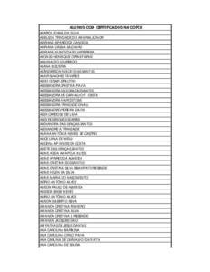 ALUNOS COM CERTIFICADOS NA COPEX ACAROL JOANA DA SILVA ADELSON TRINDADE DO AMARAL JÚNIOR ADRIANA APARECIDA CANDIDA ADRIANA CÁSSIA SALOMÃO ADRIANA NUNES DA SILVA PEREIRA