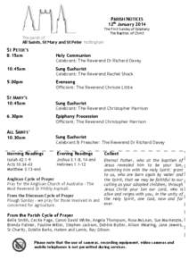 PARISH NOTICES 12th January 2014 The First Sunday of Epiphany The Baptism of Christ  The parish of