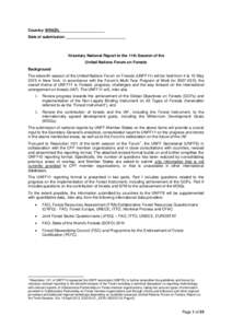 Country: BRAZIL Date of submission: Voluntary National Report to the 11th Session of the United Nations Forum on Forests Background