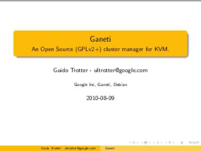 Virtual machines / Ganeti / Open Source Lab / Parallel computing / DRBD / Computer cluster / Hyper-V / Guido / System software / Computing / Software