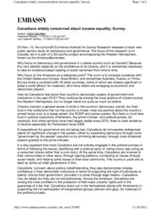 Income distribution / Socioeconomics / Canada / Earth / International relations / Young voter turnout in Canada / Political geography / Distribution of wealth / Economic inequality