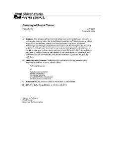 Letter Glossary of Transmittal Postal Terms