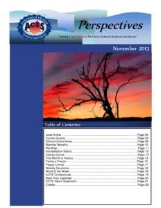 Perspectives “Setting a New Standard for Christ-Centered Academic Excellence.” November[removed]Table of Contents: