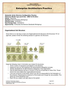 State of California California Technology Agency Enterprise Architecture Practice  Statewide Active Directory Configuration Practice