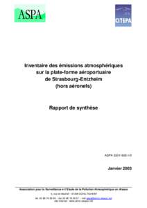 Inventaire des émissions atmosphériques sur la plate-forme aéroportuaire de Strasbourg-Entzheim (hors aéronefs)  Rapport de synthèse