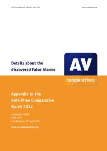 Anti-Virus Comparative - Appendix – Marchwww.av-comparatives.org Details about the discovered False Alarms