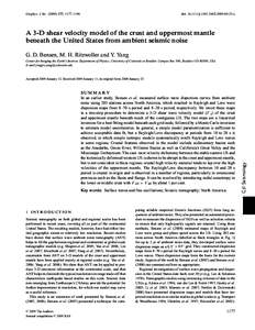 A 3-D shear velocity model of the crust and uppermost mantle beneath the United States from ambient seismic noise