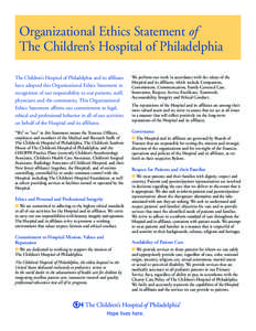 Organizational Ethics Statement of The Children’s Hospital of Philadelphia