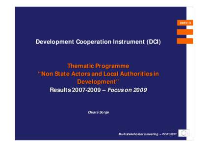 DEVCO  Development Cooperation Instrument (DCI) Thematic Programme “Non State Actors and Local Authorities in