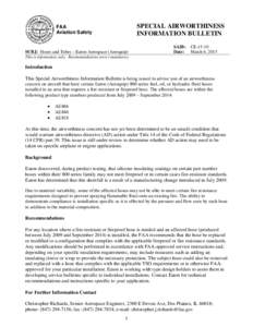 SPECIAL AIRWORTHINESS INFORMATION BULLETIN FAA Aviation Safety