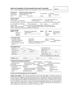 Notice of Completion & Environmental Document Transmittal Mail to: State Clearinghouse, PO Box 3044, Sacramento, CASCH # _____________  Project Title: