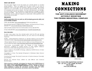 WHAT CAN WE DO? We have been taught to trust the prisons as a simple solution to complex social problems. When we realize that the prison system is not only an ineffective tool to end rape and domestic violence, but actu