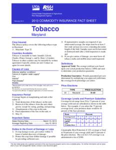 Agricultural insurance / Financial institutions / Institutional investors / Crop insurance / Economics / Agriculture / Insurance / Prevented planting acreage / Tobacco / United States Department of Agriculture / Agricultural economics / Financial economics