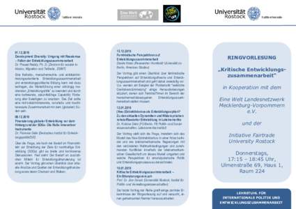 Development Diversity: Umgang mit Rassismus – Fallen der Entwicklungszusammenarbeit Dr. Prasad Reddy, Ph. D. (Zentrum für soziale Inklusion, Migration und Teilhabe, ZSIMT