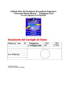 Istituto Stat. di Istruzione Secondaria Superiore “Giovanni Maria Sforza” – Palagiano (TA) con sede aggregata di Palagianello