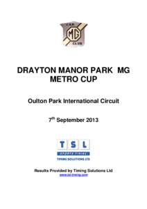 DRAYTON MANOR PARK MG METRO CUP Oulton Park International Circuit