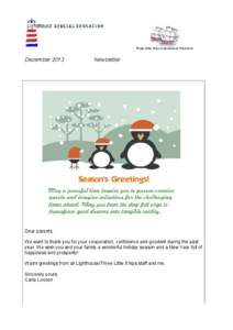 Three Little Ships International Preschool  December 2013 Newsletter