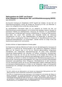 Stellungnahme der DVfR  zum Entwurf eines Gesetzes zur Stärkung der Heil- und Hilfsmittelversorgung (HHVG)