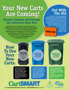 Your New Carts Are Coming! Recycle, Compost and Garbage Cart Deliveries Start Now Starting August 30, Recology San Mateo County will be delivering new carts to homes throughout the RethinkWaste