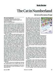 Book Review  The Cat in Numberland Reviewed by James Propp The Cat in Numberland Ivar Ekeland, illustrated by John O’Brien