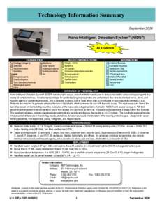 Technology Information Summary: Nano-Intelligent Detection Systems (NIDS)